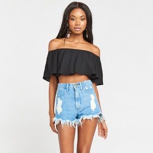 Show me your MuMu off the shoulder crop top